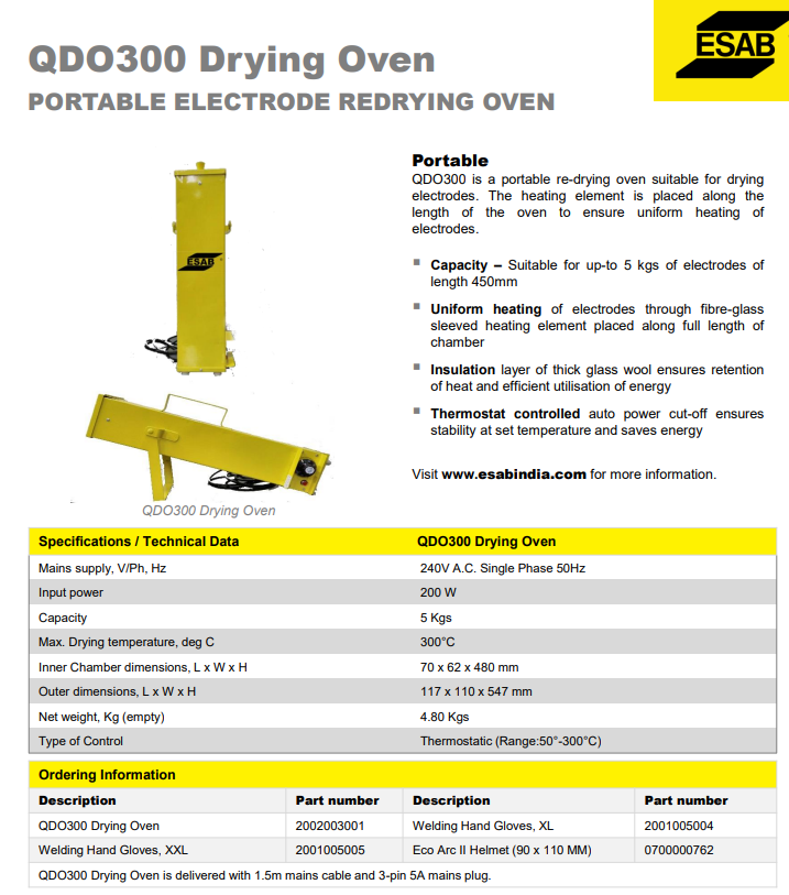 ESAB Welding Electrodes Drying Oven 5 Kgs (QDO300) - Image 3