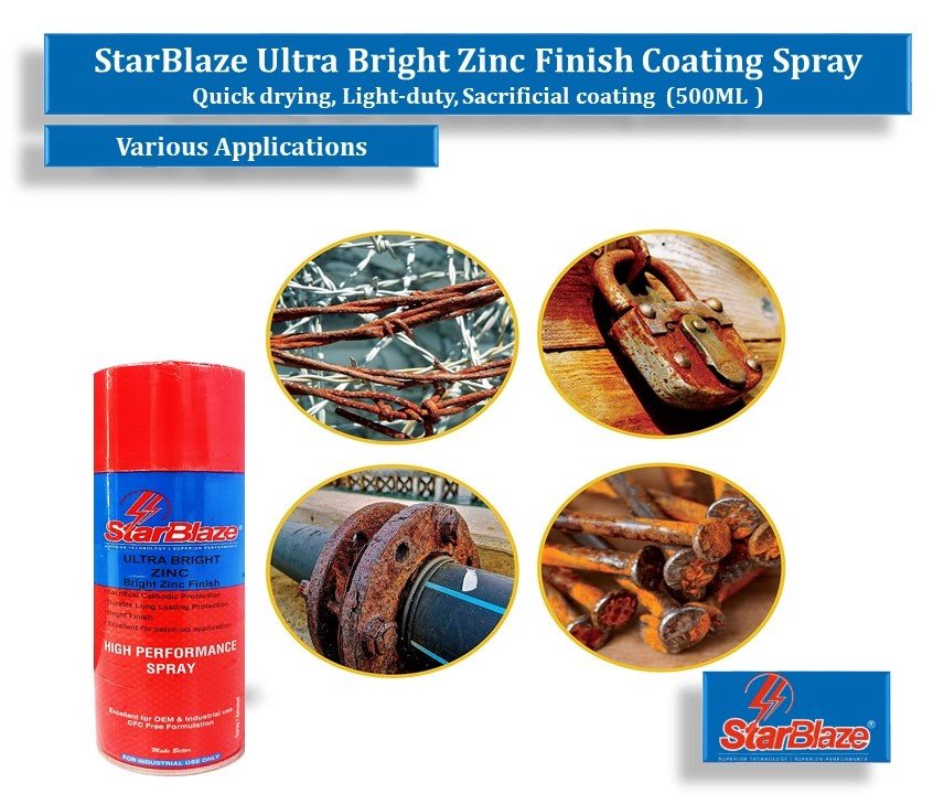 StarBlaze Ultra Bright Zinc Finish Spray – High-Purity Zinc Coating for Rust Protection – 500ml (Pack of 2) – Indoor & Outdoor Anti-Corrosion Spray - Image 2