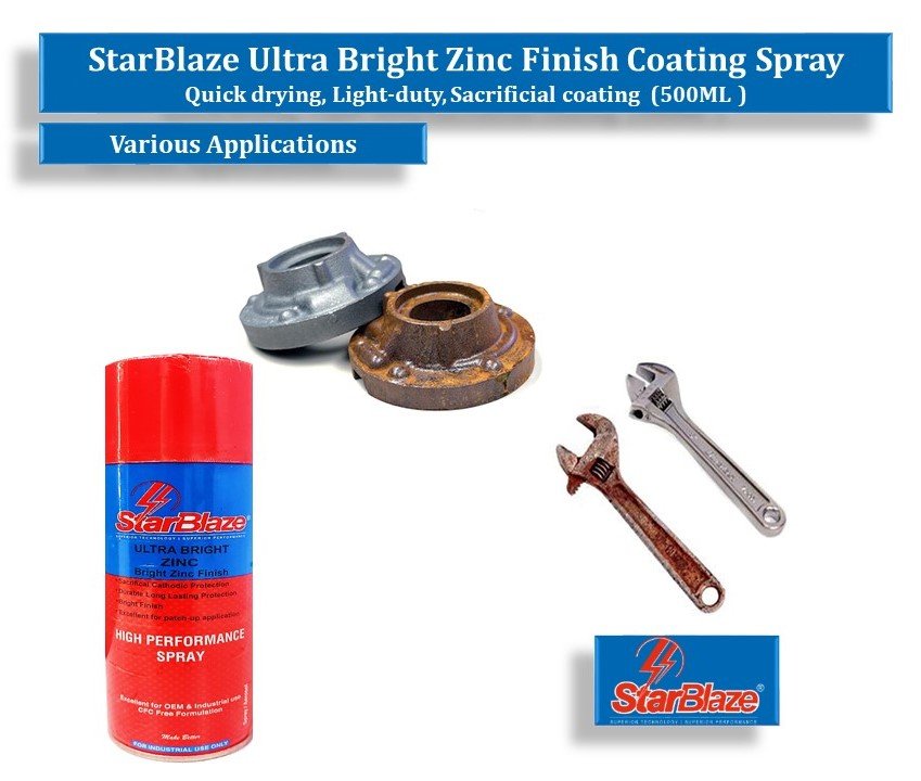 StarBlaze Ultra Bright Zinc Finish Spray – High-Purity Zinc Coating for Rust Protection – 500ml (Pack of 2) – Indoor & Outdoor Anti-Corrosion Spray - Image 3